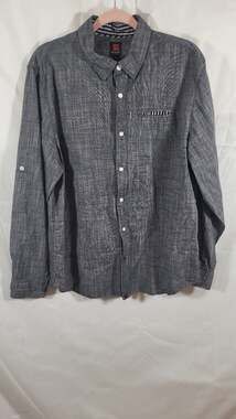 Ocean Current Men's Classy and Relaxed Long Sleeve Black Plaid Button Up Shirt S